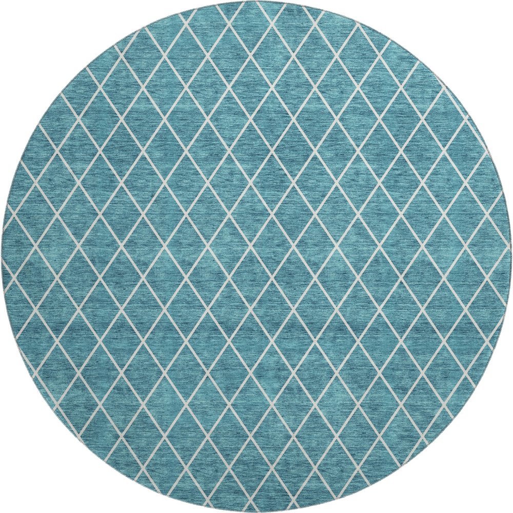 Premium Machine Washable Mayfield AMF932 Teal 8' x 8' Round Rug. Picture 1