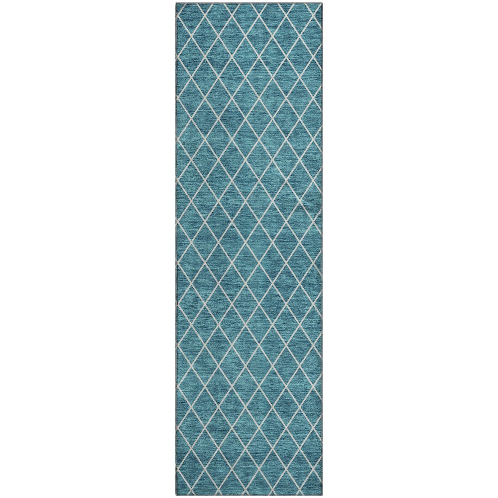 Premium Machine Washable Mayfield AMF932 Teal 2'3" x 7'6" Runner Rug. Picture 1