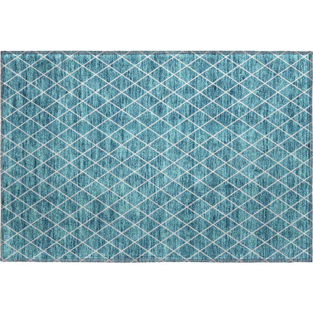 Premium Machine Washable Mayfield AMF932 Teal 1'8" x 2'6" Rug. Picture 1