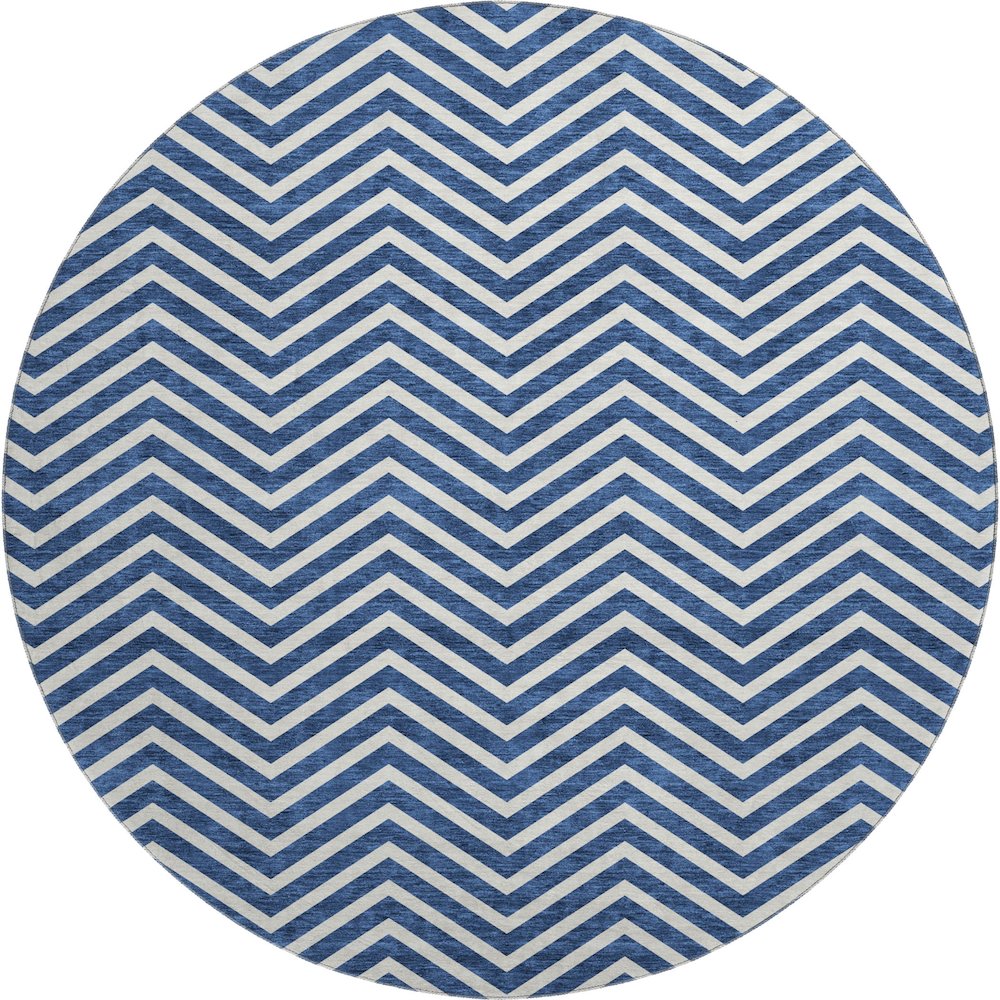 Premium Machine Washable Mayfield AMF934 Blue 8' x 8' Round Rug. Picture 1