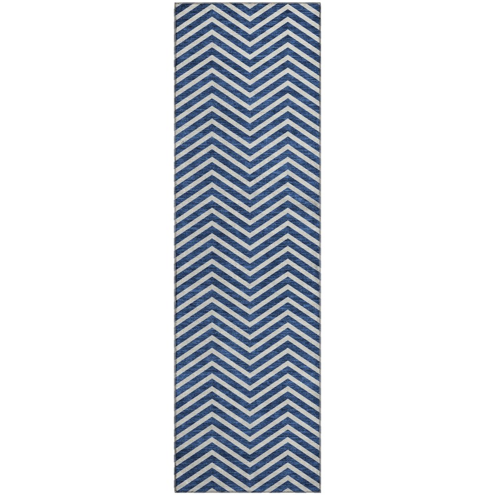 Premium Machine Washable Mayfield AMF934 Blue 2'3" x 7'6" Runner Rug. Picture 1