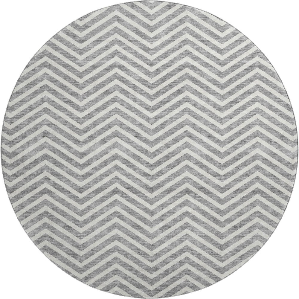 Premium Machine Washable Mayfield AMF934 Gray 8' x 8' Round Rug. Picture 1