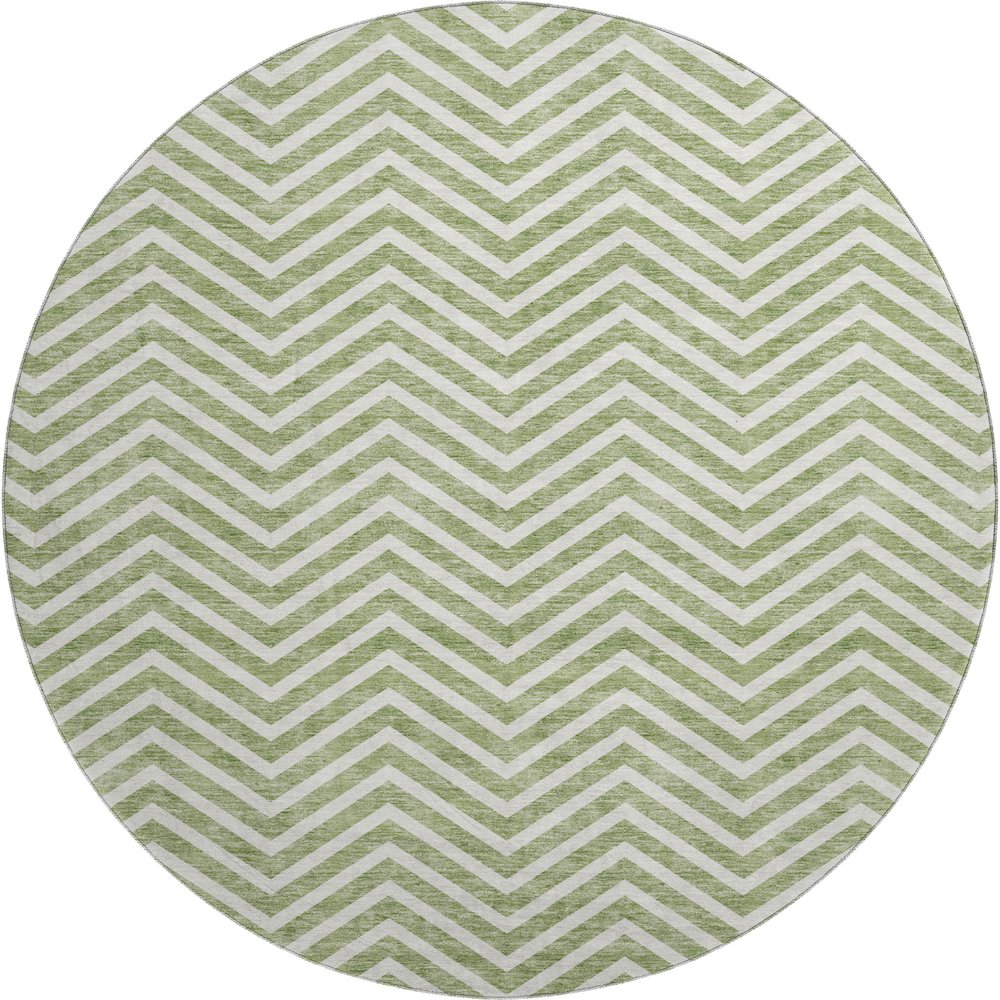 Premium Machine Washable Mayfield AMF934 Green 8' x 8' Round Rug. Picture 1