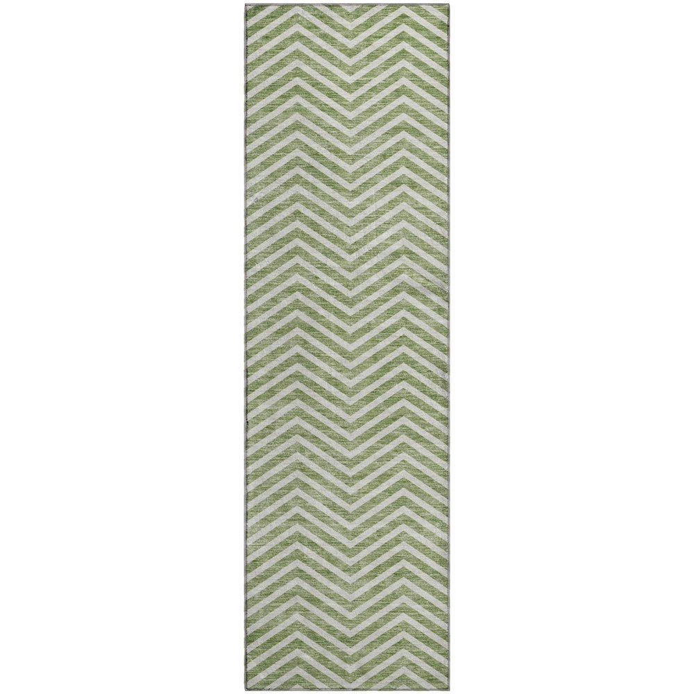 Premium Machine Washable Mayfield AMF934 Green 2'3" x 7'6" Runner Rug. Picture 1