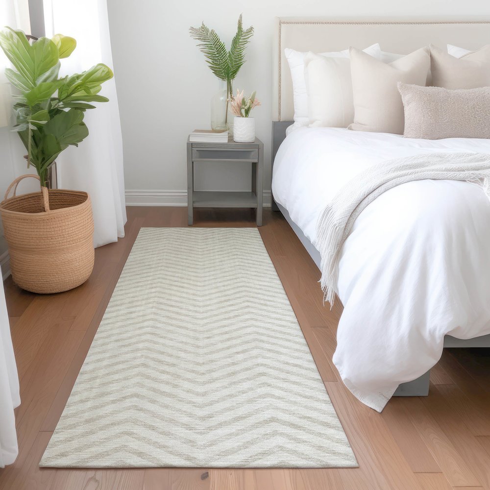 Premium Machine Washable Mayfield AMF934 Ivory 2'3" x 7'6" Runner Rug. Picture 5