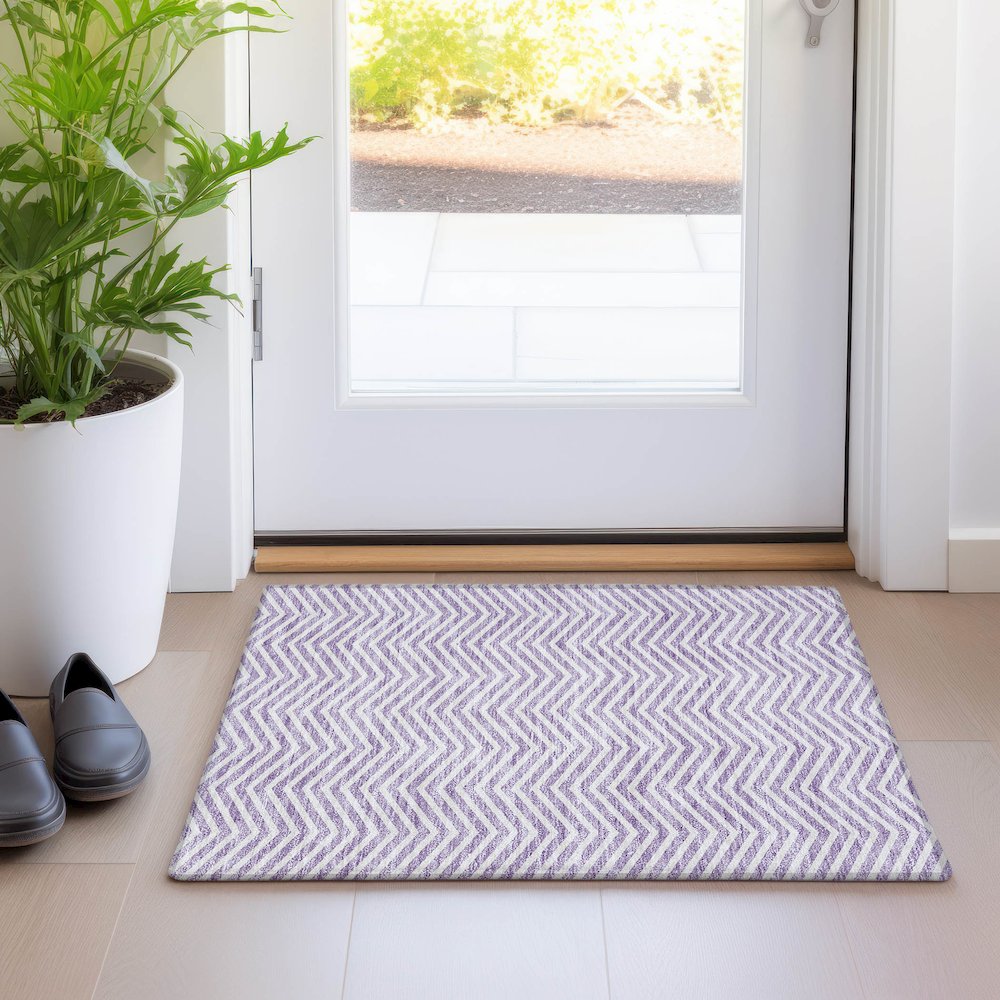 Premium Machine Washable Mayfield AMF934 Lilac 1'8" x 2'6" Rug. Picture 5