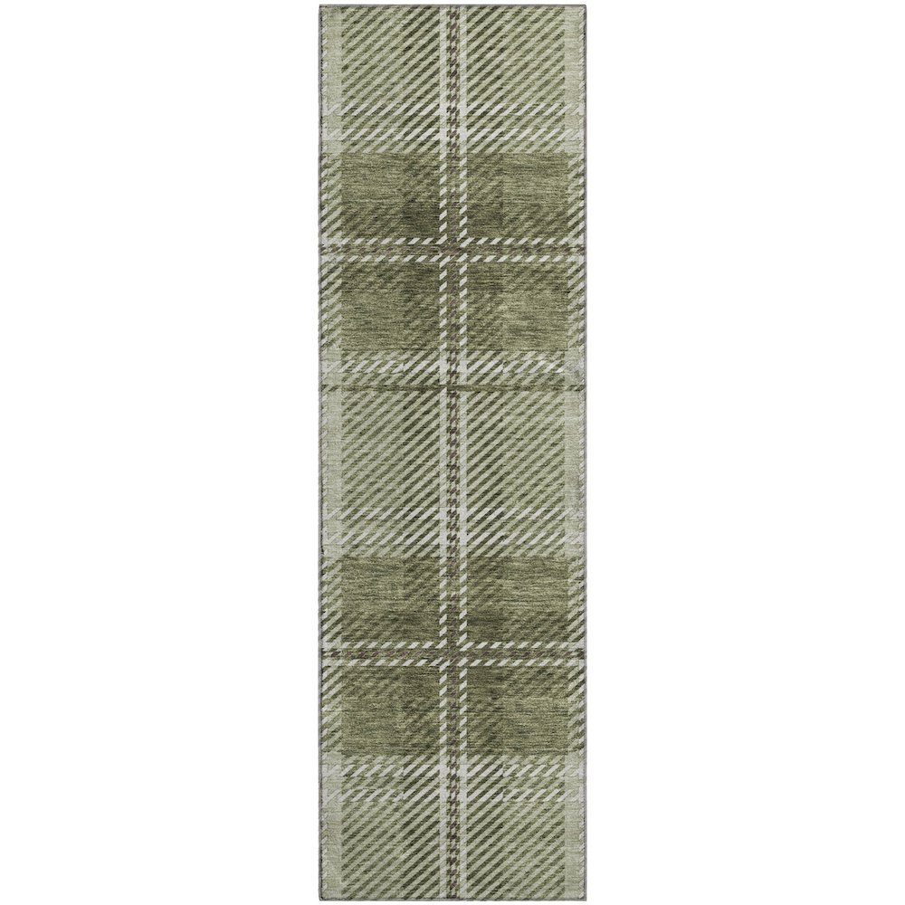Premium Machine Washable Mayfield AMF935 Aloe 2'3" x 7'6" Runner Rug. Picture 1
