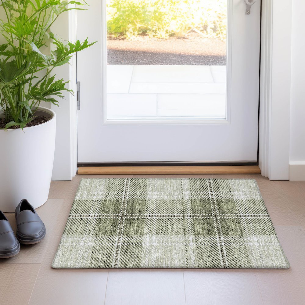 Premium Machine Washable Mayfield AMF935 Aloe 1'8" x 2'6" Rug. Picture 5