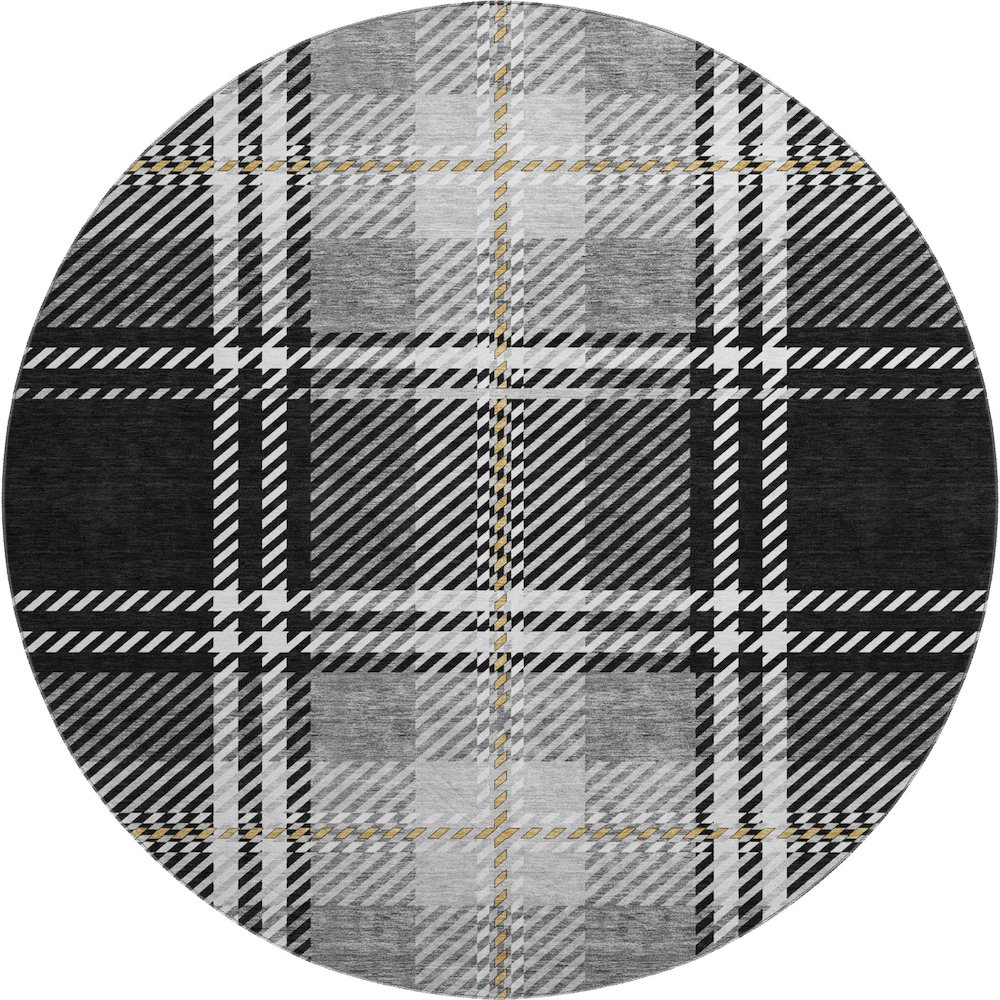 Premium Machine Washable Mayfield AMF935 Black 8' x 8' Round Rug. Picture 1