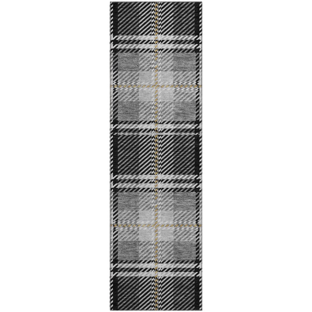 Premium Machine Washable Mayfield AMF935 Black 2'3" x 7'6" Runner Rug. Picture 1