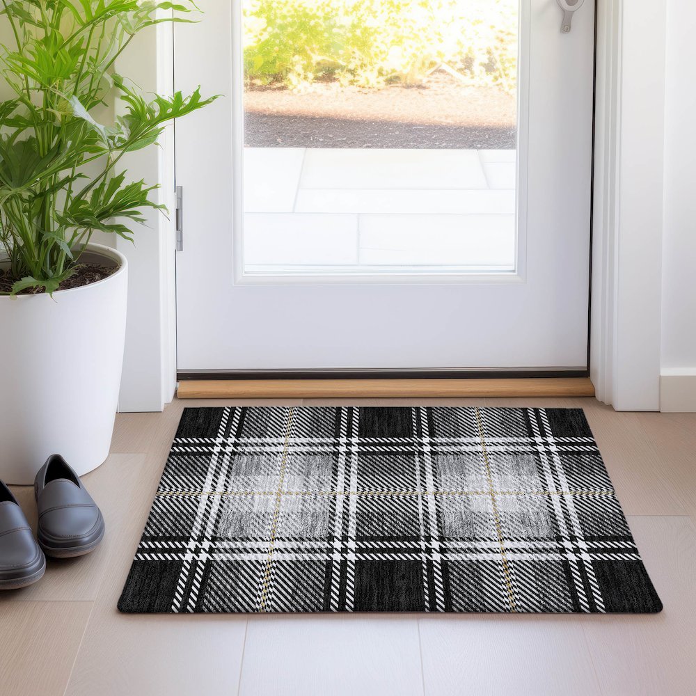 Premium Machine Washable Mayfield AMF935 Black 1'8" x 2'6" Rug. Picture 5