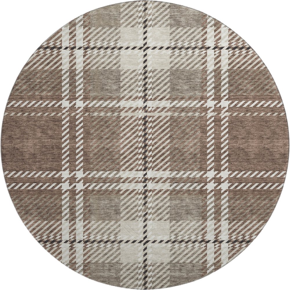Premium Machine Washable Mayfield AMF935 Brown 8' x 8' Round Rug. Picture 1