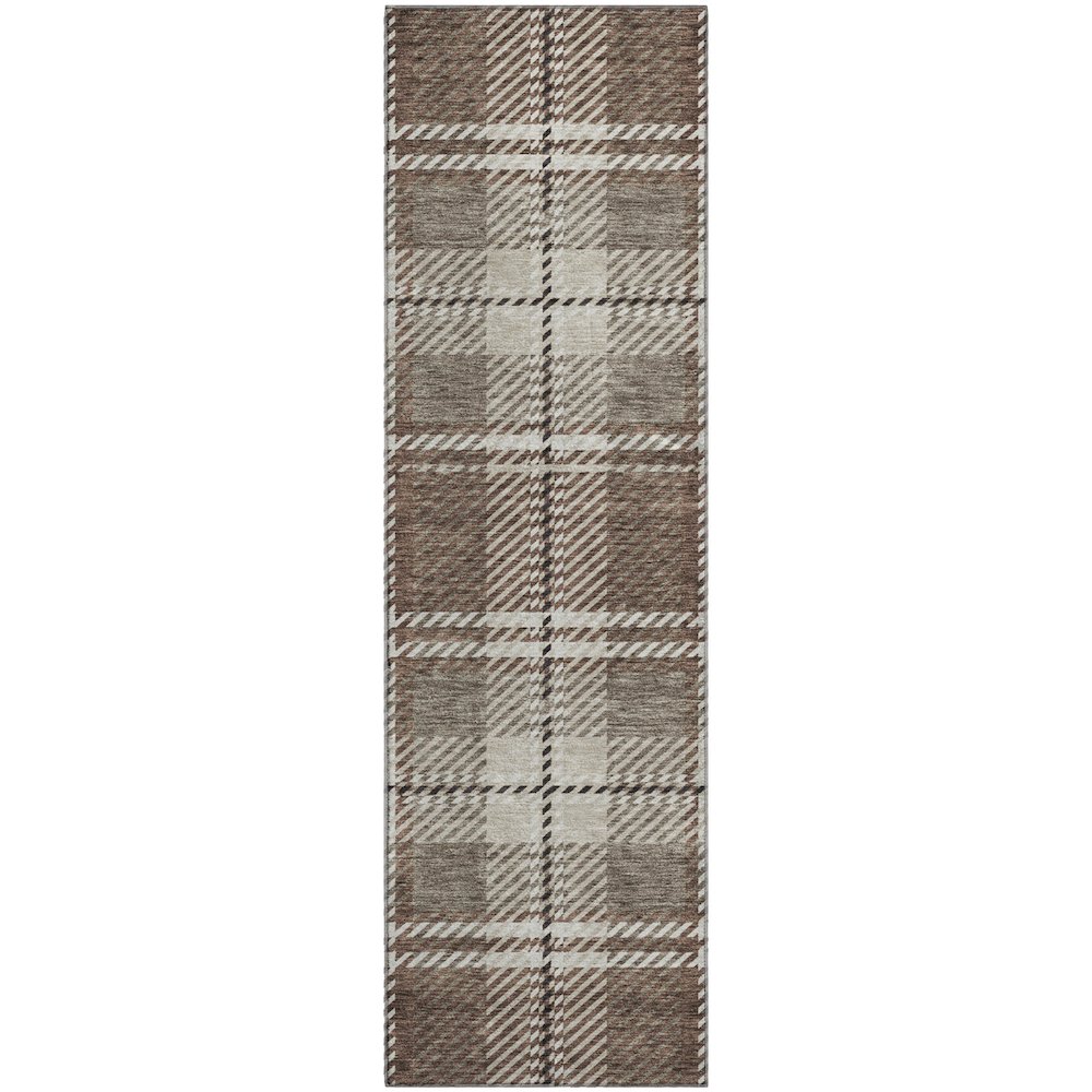 Premium Machine Washable Mayfield AMF935 Brown 2'3" x 7'6" Runner Rug. Picture 1