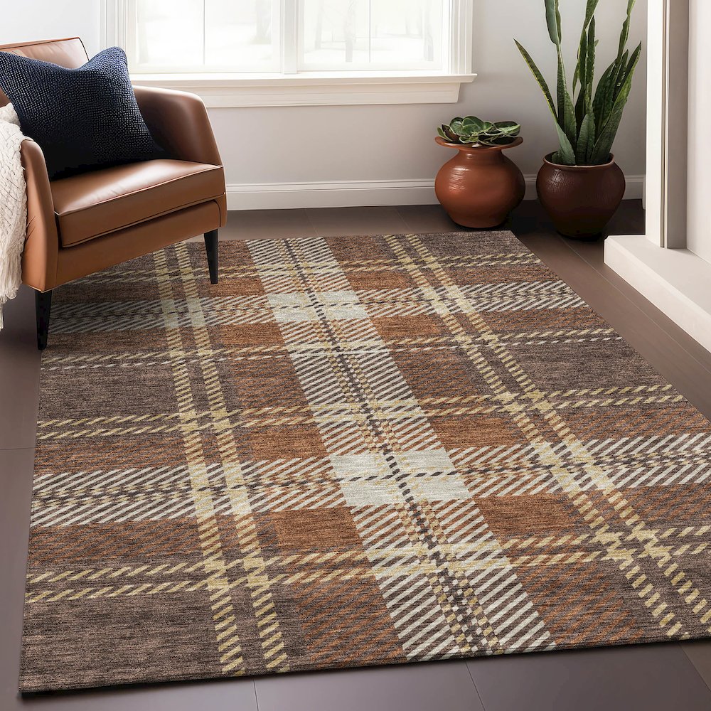 Premium Machine Washable Mayfield AMF935 Chocolate 2'6" x 3'10" Rug. Picture 5