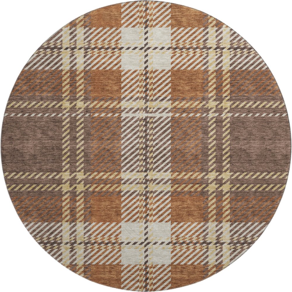 Premium Machine Washable Mayfield AMF935 Chocolate 8' x 8' Round Rug. Picture 1