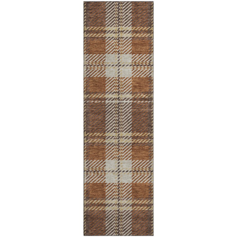 Premium Machine Washable Mayfield AMF935 Chocolate 2'3" x 7'6" Runner Rug. Picture 1