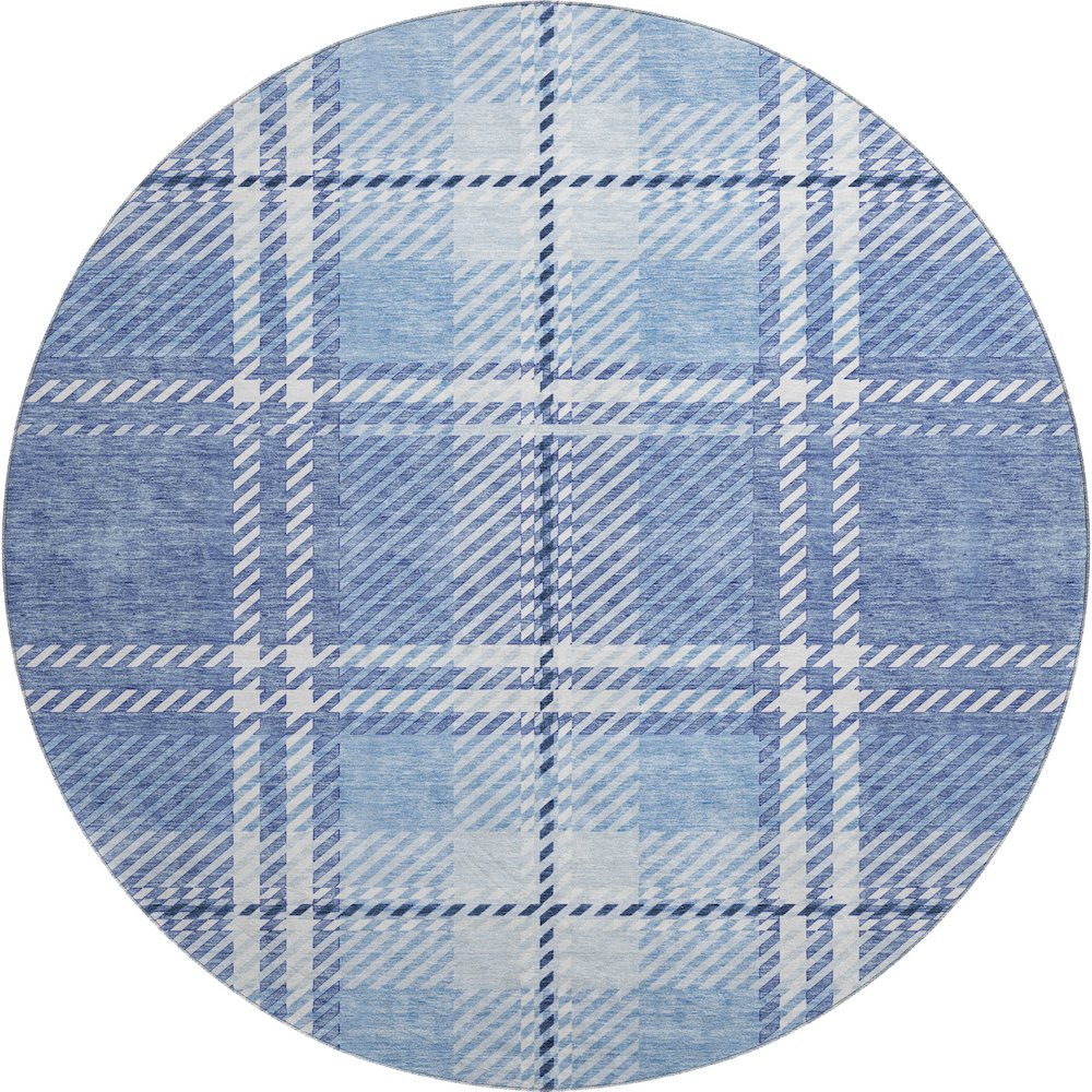 Premium Machine Washable Mayfield AMF935 Denim 8' x 8' Round Rug. Picture 1