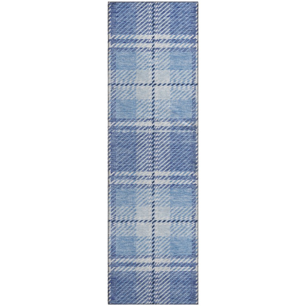 Premium Machine Washable Mayfield AMF935 Denim 2'3" x 7'6" Runner Rug. Picture 1