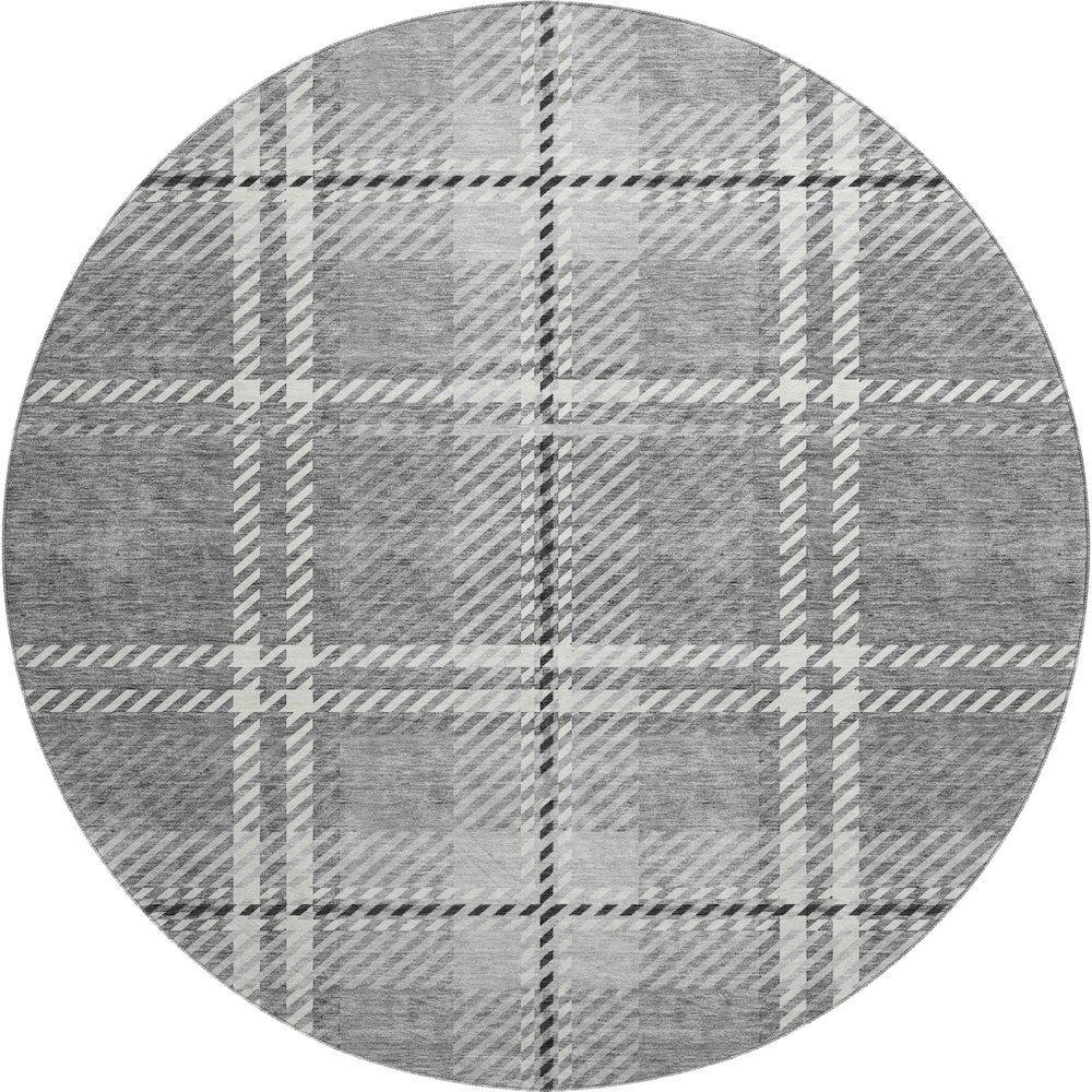 Premium Machine Washable Mayfield AMF935 Gray 8' x 8' Round Rug. Picture 1