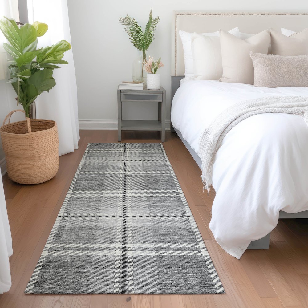 Premium Machine Washable Mayfield AMF935 Gray 2'3" x 7'6" Runner Rug. Picture 5