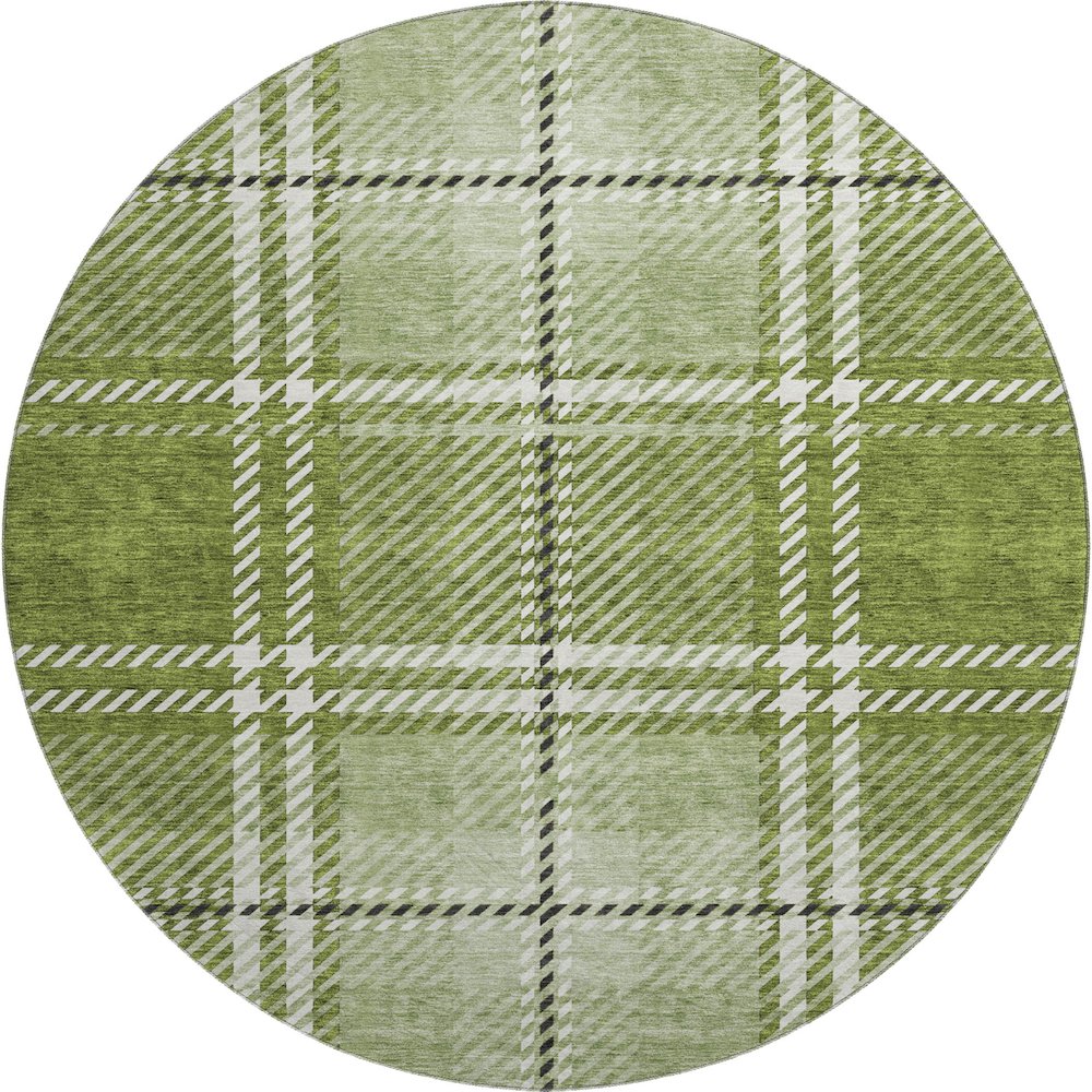 Premium Machine Washable Mayfield AMF935 Green 8' x 8' Round Rug. Picture 1