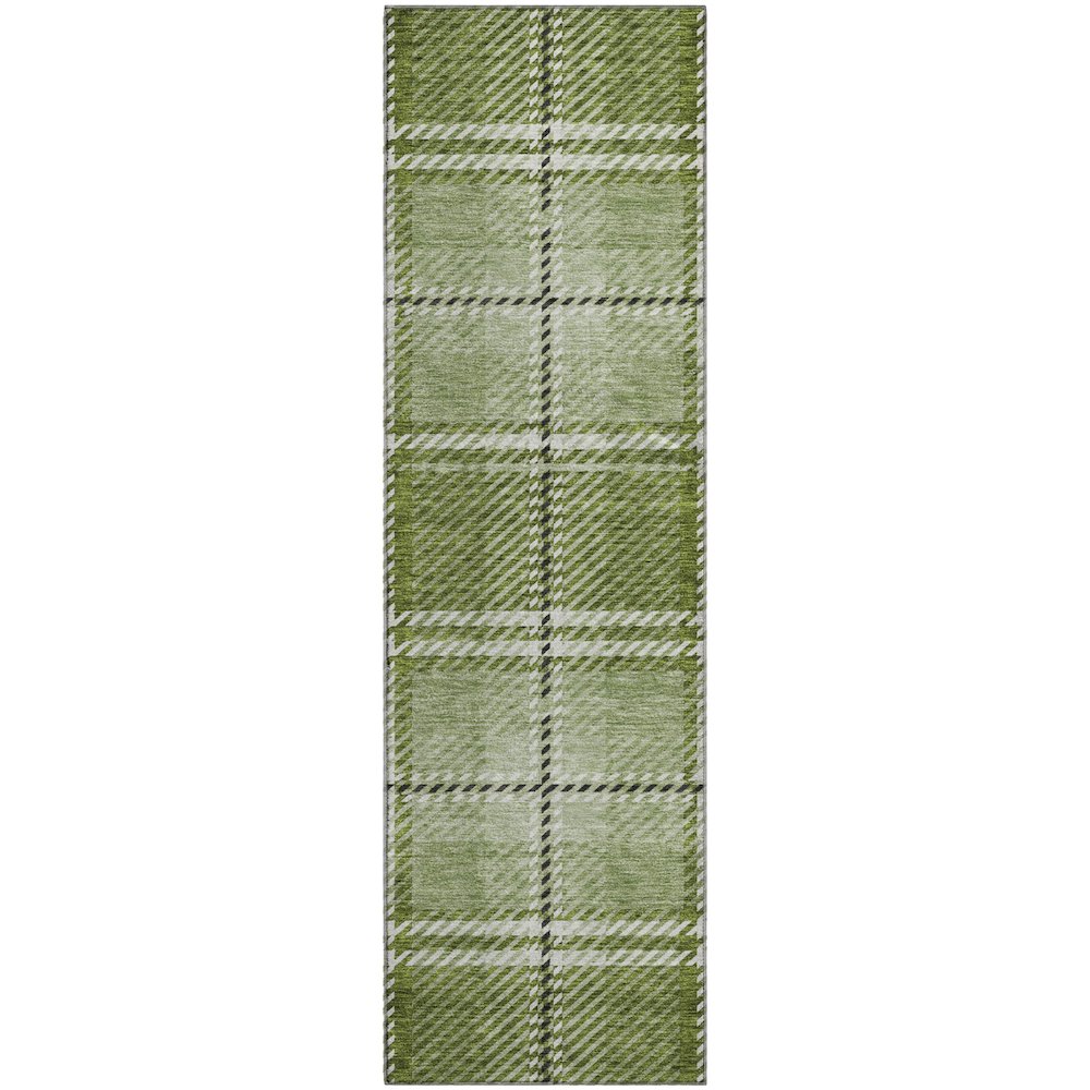 Premium Machine Washable Mayfield AMF935 Green 2'3" x 7'6" Runner Rug. Picture 1