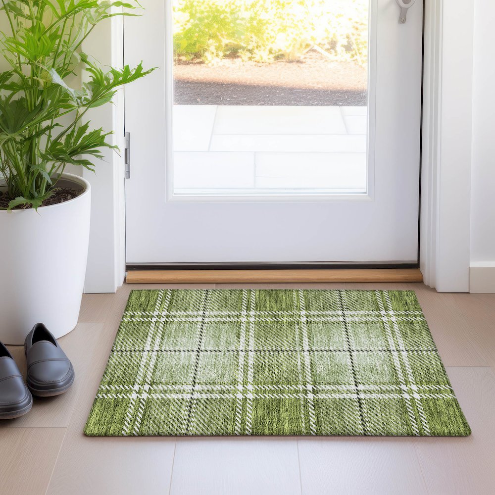 Premium Machine Washable Mayfield AMF935 Green 1'8" x 2'6" Rug. Picture 5