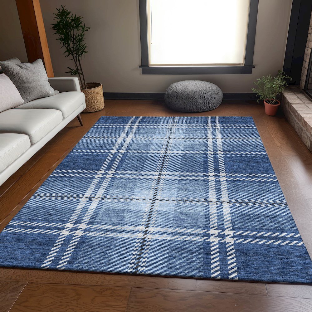 Premium Machine Washable Mayfield AMF935 Navy 2'6" x 3'10" Rug. Picture 6
