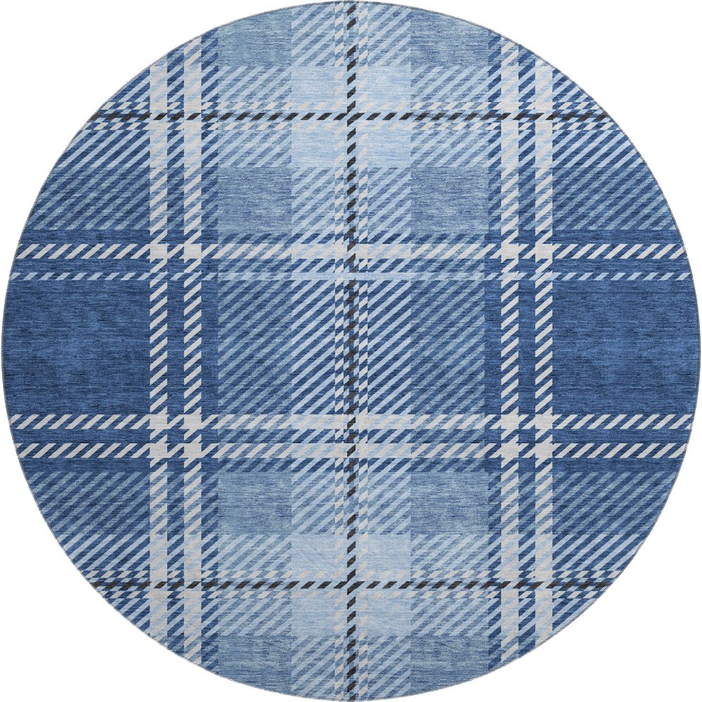 Premium Machine Washable Mayfield AMF935 Navy 8' x 8' Round Rug. Picture 1
