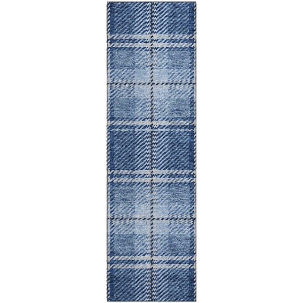 Premium Machine Washable Mayfield AMF935 Navy 2'3" x 7'6" Runner Rug. Picture 1