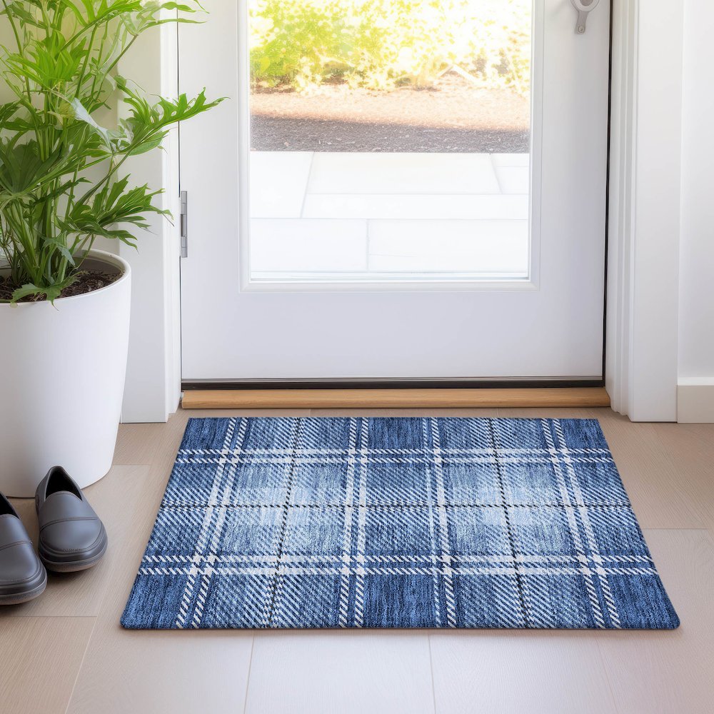 Premium Machine Washable Mayfield AMF935 Navy 1'8" x 2'6" Rug. Picture 5
