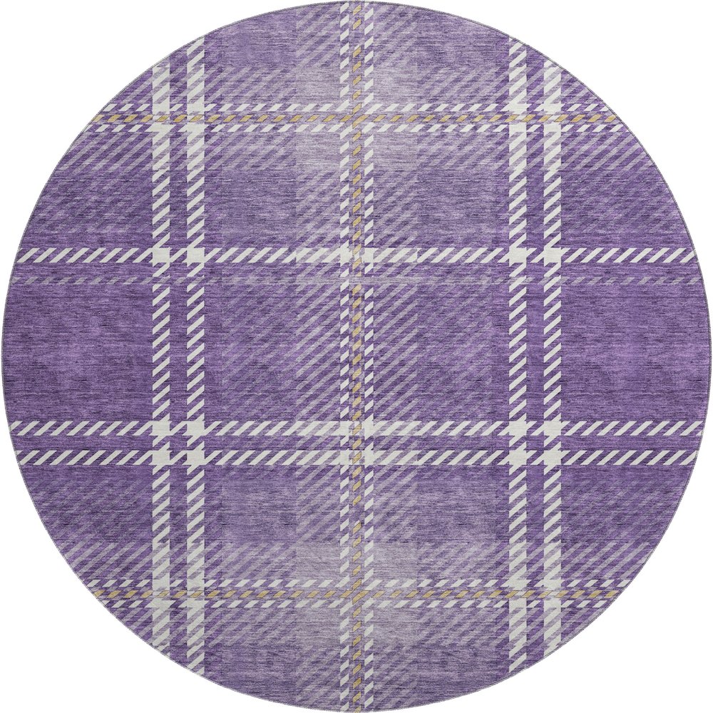 Premium Machine Washable Mayfield AMF935 Purple 8' x 8' Round Rug. Picture 1