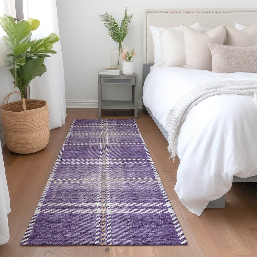 Premium Machine Washable Mayfield AMF935 Purple 2'3" x 7'6" Runner Rug. Picture 5