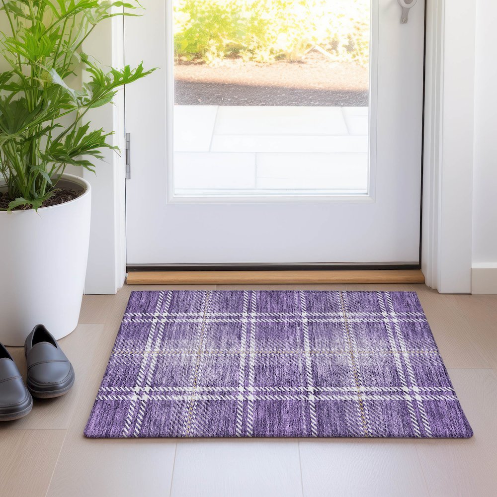 Premium Machine Washable Mayfield AMF935 Purple 1'8" x 2'6" Rug. Picture 5