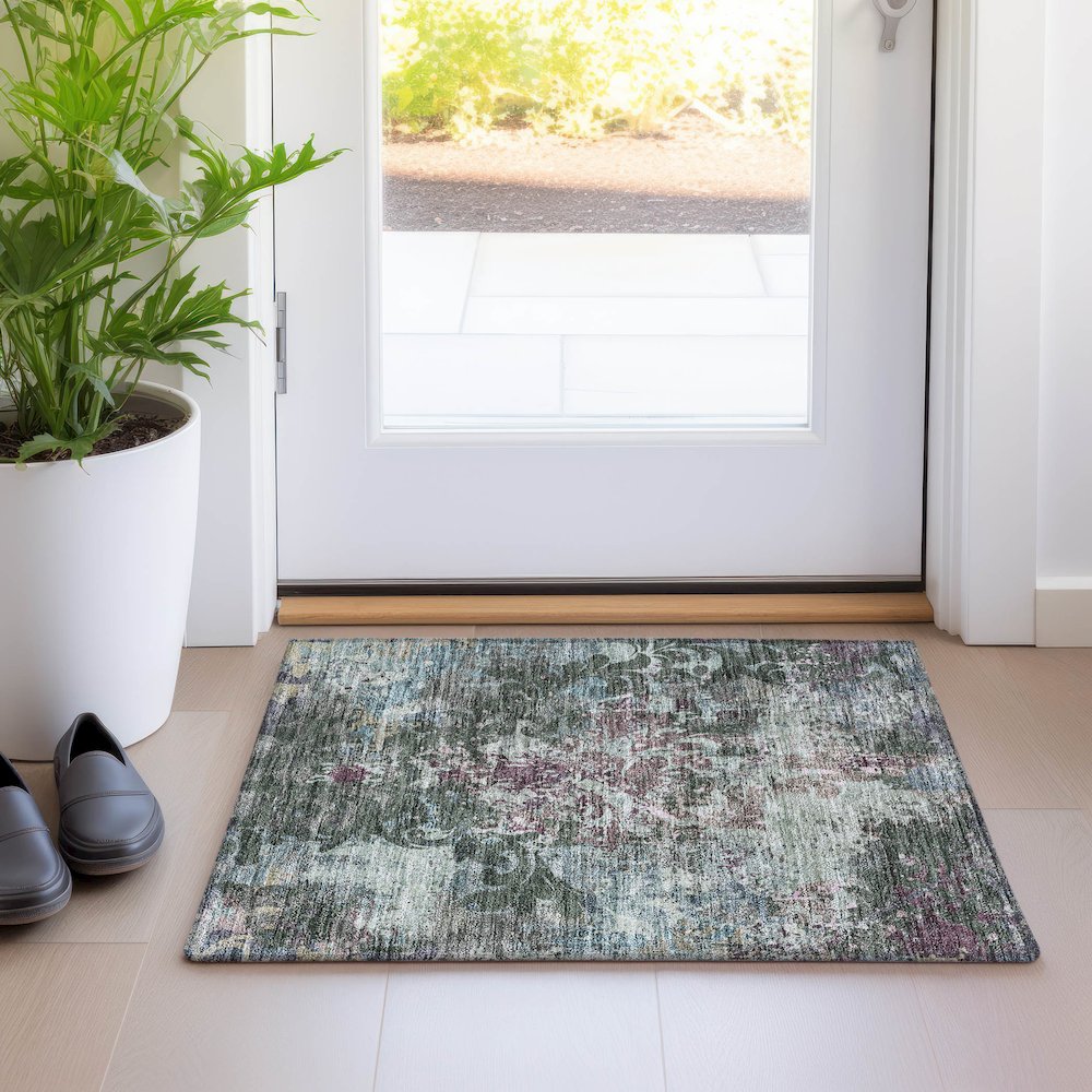 Premium Machine Washable Mayfield AMF936 Fern 1'8" x 2'6" Rug. Picture 5