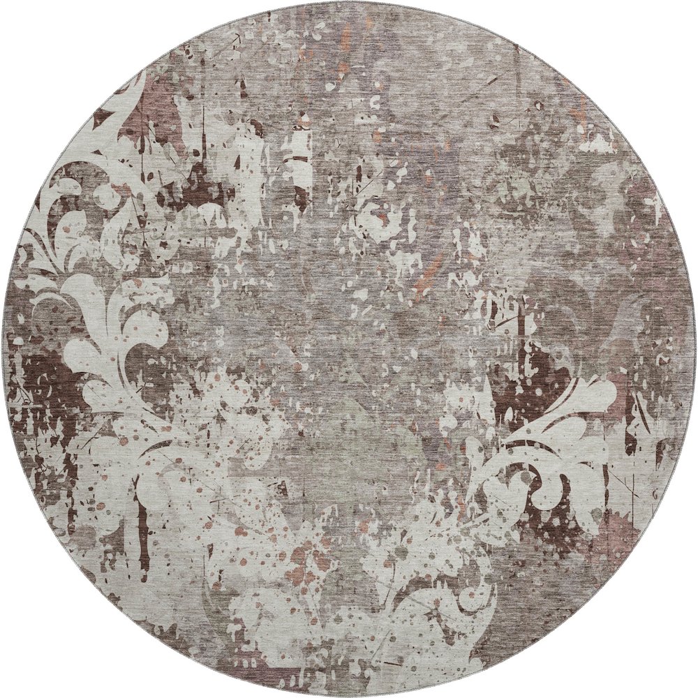 Premium Machine Washable Mayfield AMF936 Taupe 8' x 8' Round Rug. Picture 1