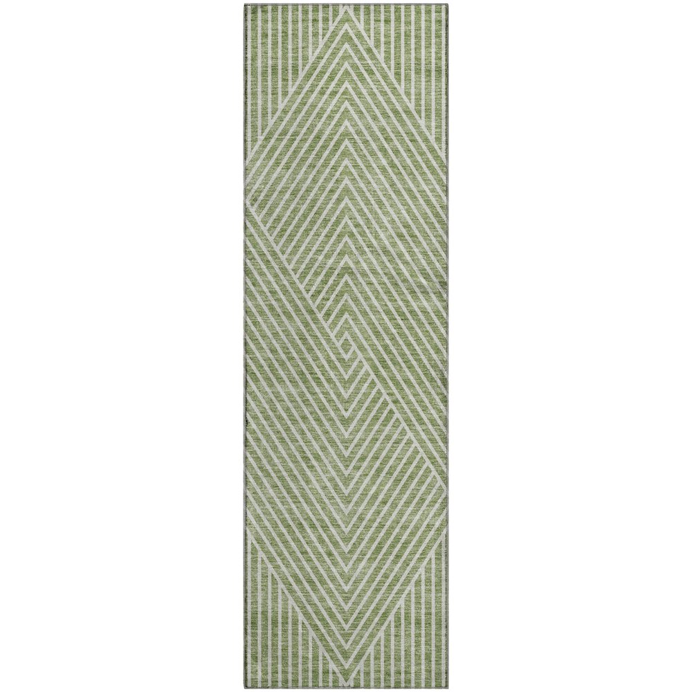 Premium Machine Washable Mayfield AMF937 Aloe 2'3" x 7'6" Runner Rug. Picture 1