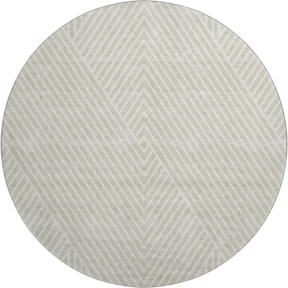 Premium Machine Washable Mayfield AMF937 Beige 8' x 8' Round Rug. Picture 1