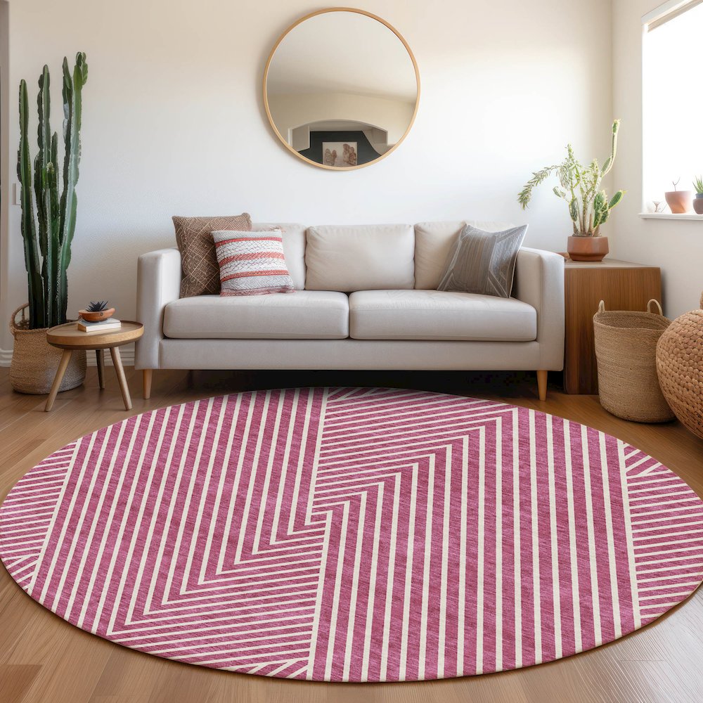Premium Machine Washable Mayfield AMF937 Blush 8' x 8' Round Rug. Picture 5