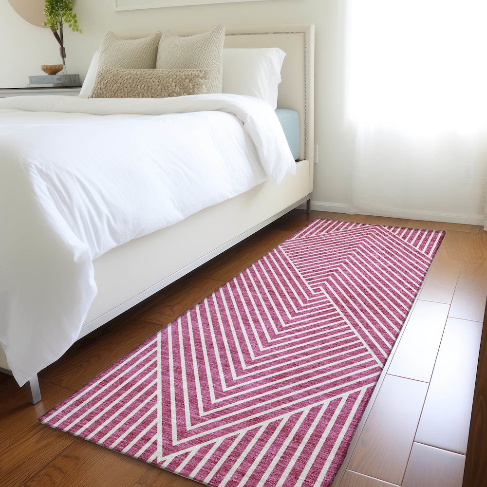 Premium Machine Washable Mayfield AMF937 Blush 2'3" x 7'6" Runner Rug. Picture 5