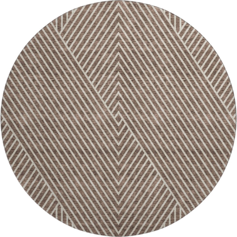 Premium Machine Washable Mayfield AMF937 Brown 8' x 8' Round Rug. Picture 1
