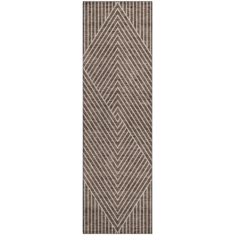 Premium Machine Washable Mayfield AMF937 Brown 2'3" x 7'6" Runner Rug. Picture 1