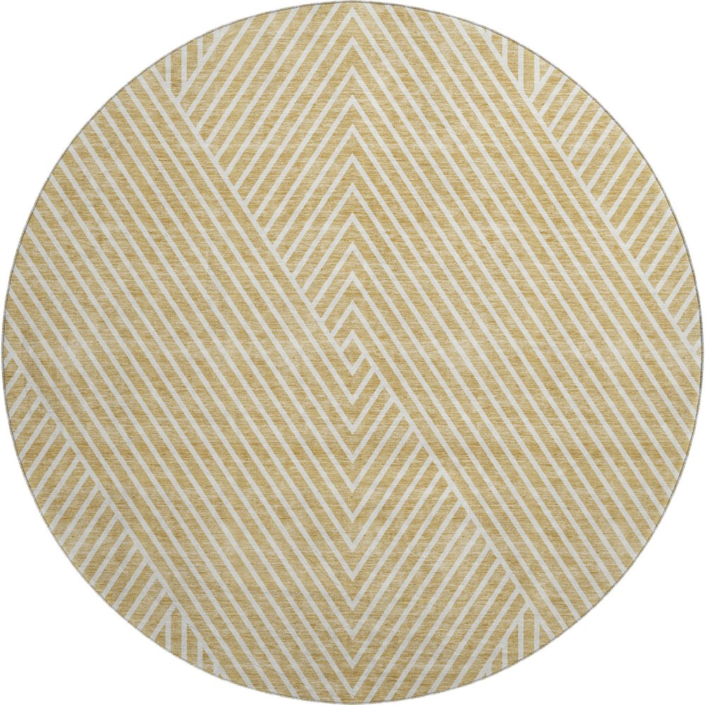 Premium Machine Washable Mayfield AMF937 Gold 8' x 8' Round Rug. Picture 1