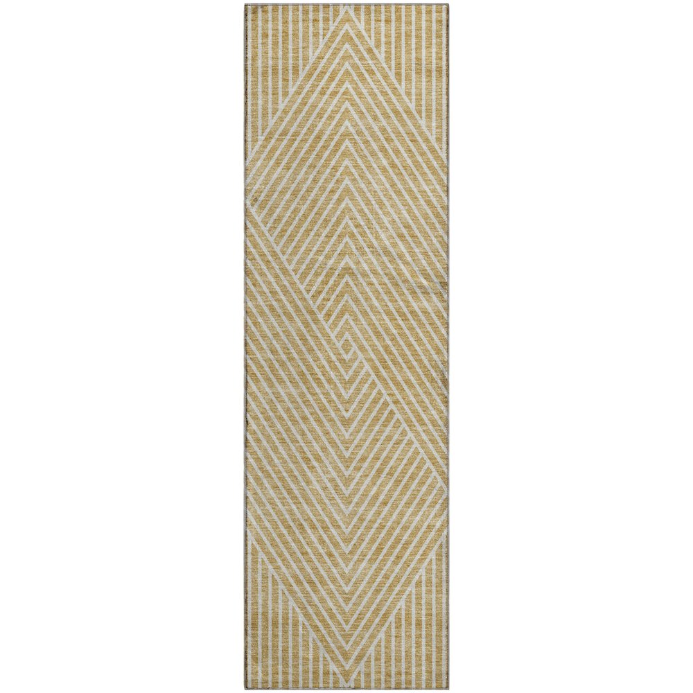 Premium Machine Washable Mayfield AMF937 Gold 2'3" x 7'6" Runner Rug. Picture 1