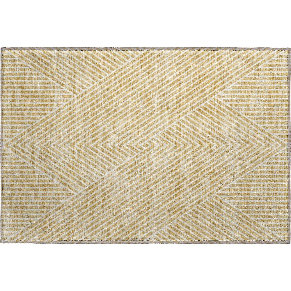 Premium Machine Washable Mayfield AMF937 Gold 1'8" x 2'6" Rug. Picture 1