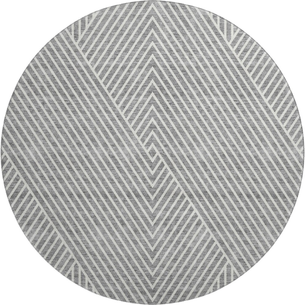Premium Machine Washable Mayfield AMF937 Gray 8' x 8' Round Rug. Picture 1