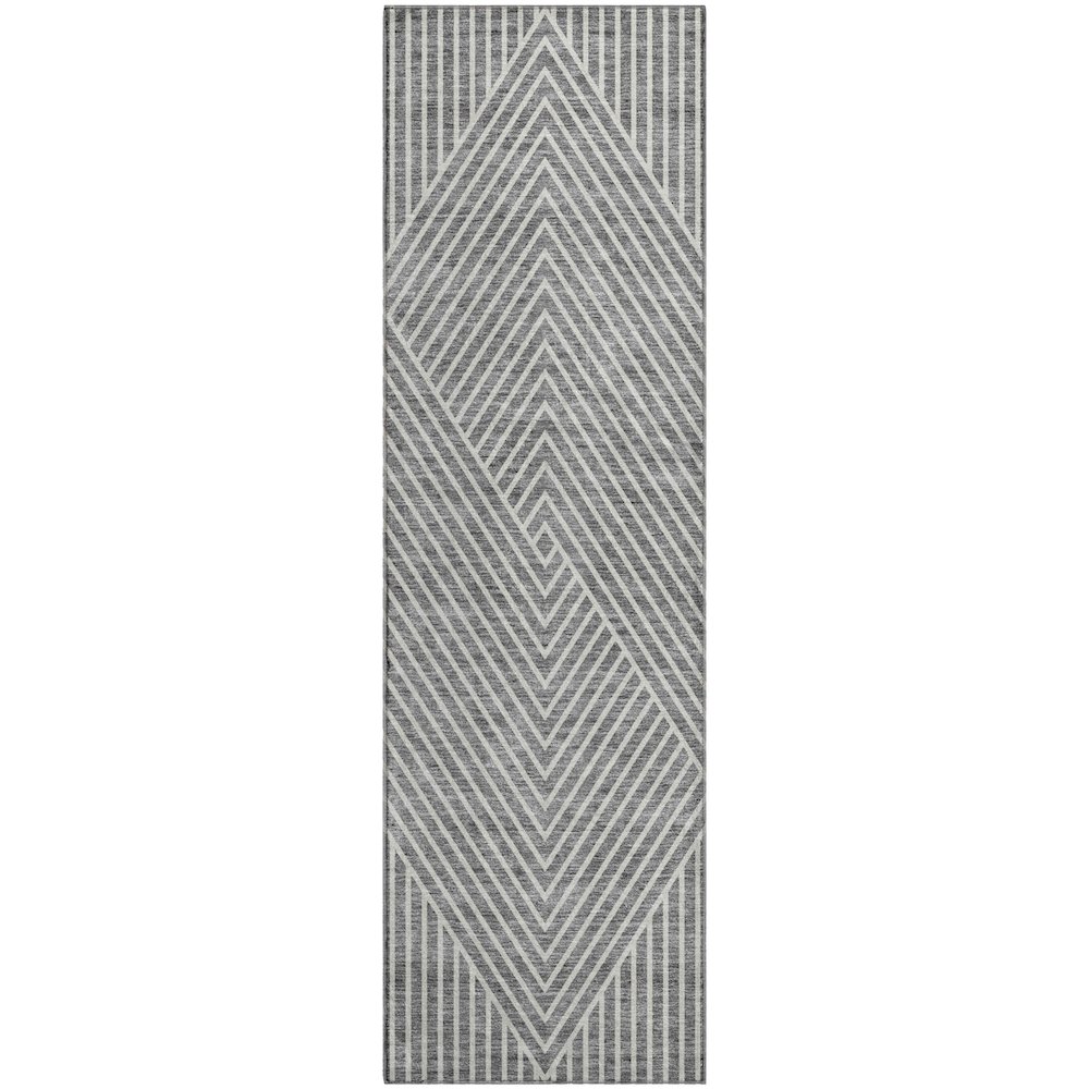 Premium Machine Washable Mayfield AMF937 Gray 2'3" x 7'6" Runner Rug. Picture 1