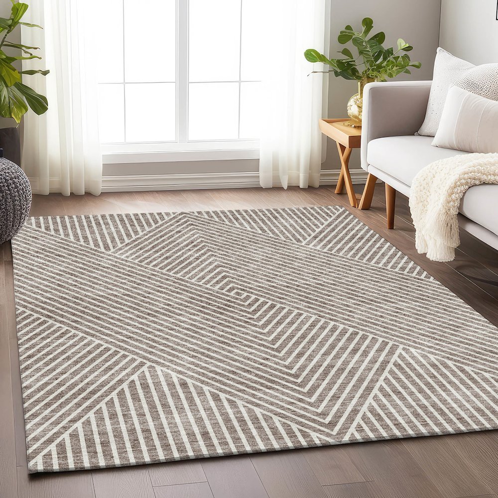 Premium Machine Washable Mayfield AMF937 Taupe 2'6" x 3'10" Rug. Picture 5