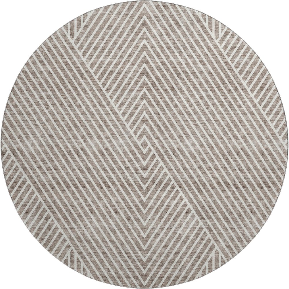 Premium Machine Washable Mayfield AMF937 Taupe 8' x 8' Round Rug. Picture 1