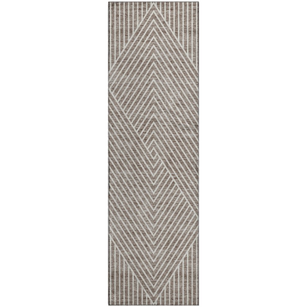Premium Machine Washable Mayfield AMF937 Taupe 2'3" x 7'6" Runner Rug. Picture 1